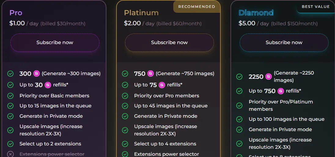Seduced ai Pricing Plans